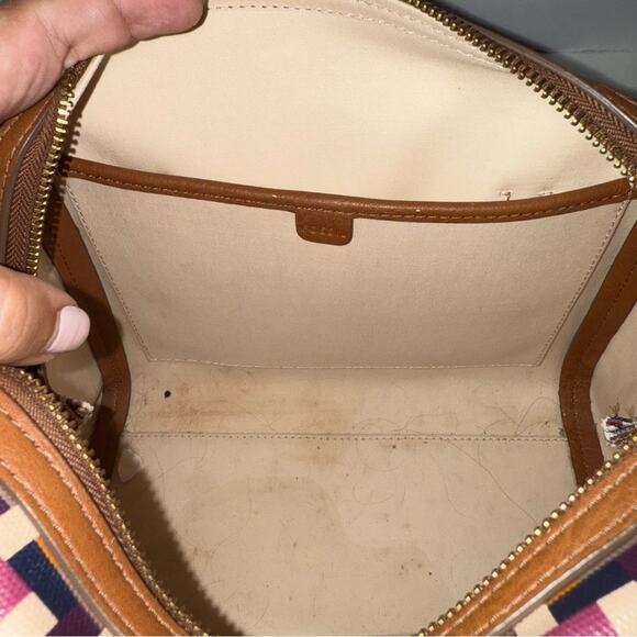 FOSSIL Women's Woven style  Satchel in Brown and Purple - Picture 5 of 5